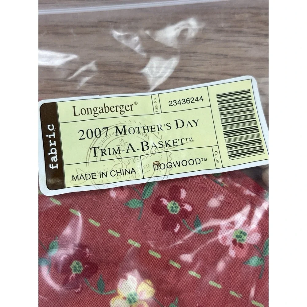 Longaberger Fabric Liner for 2007‎ Mother's Day Trim-A-Basket in Dogwood NEW